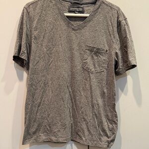 PD&C Men's Heather Gray V-Neck Tee. Size large